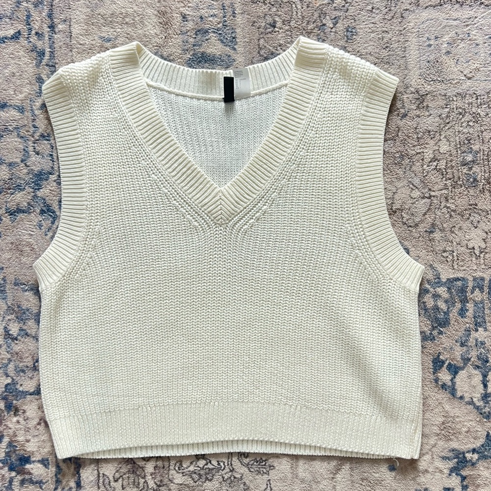 White Vneck Sweater Vest NWOT